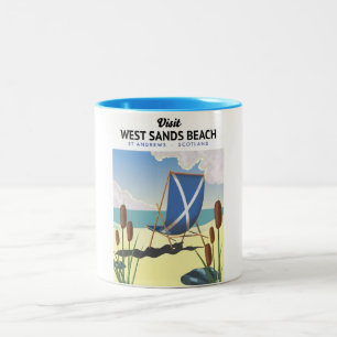 West Sands Beach, St Andrews Scotland Zweifarbige Tasse