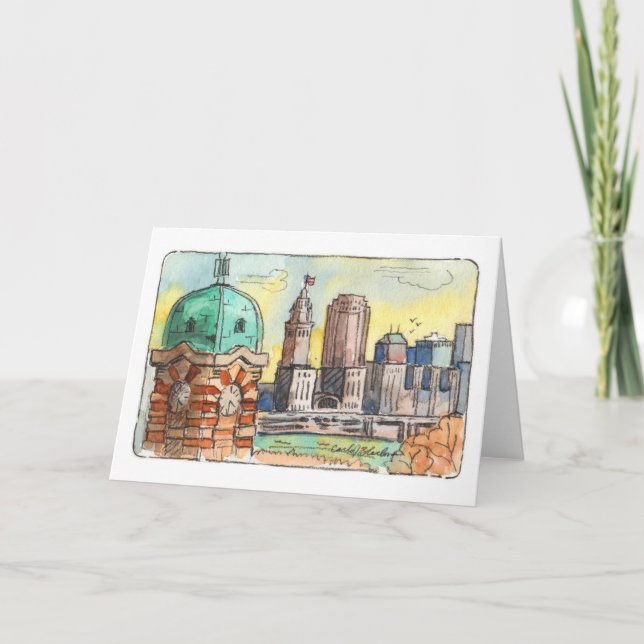 West Side Market Tower - Cleveland Falted Card Karte (Vorderseite)