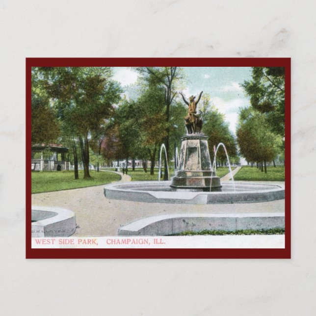 West Side Park, Champaign, Illinois Vintag Postkarte (Vorderseite)