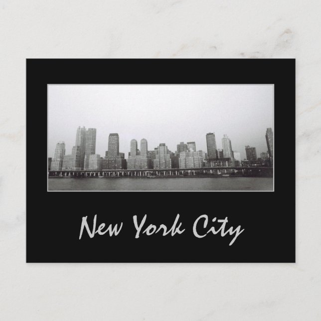 West Side Skyline B&W Postcard Postkarte (Vorderseite)
