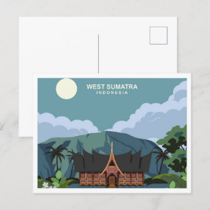 West-Sumatra Indonesien Reiseort Illustration Postkarte