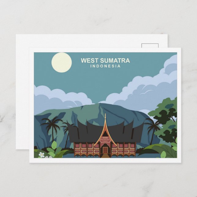 West Sumatra Indonesien Reisestelle Veranschaulich Postkarte (Vorne/Hinten)