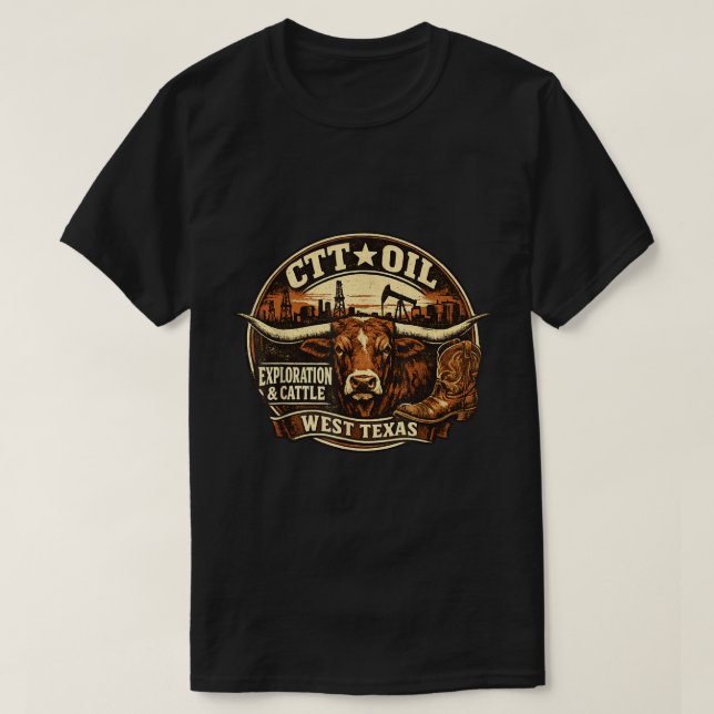 West Texas Rinder-Öl-Erbe T-Shirt (Design vorne)