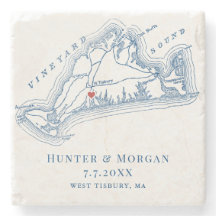 West Tisbury Map Blue Wedding Keepake Favor