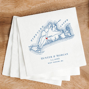West Tisbury Map Elegant Navy Blue Wedding Serviette