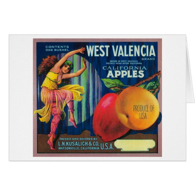 West Valencia Apple Crate LabelWatsonville, CA (Vorderseite (Horizontal))