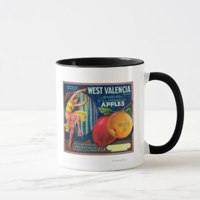 West Valencia Apple Crate LabelWatsonville, CA Tasse (Rechts)
