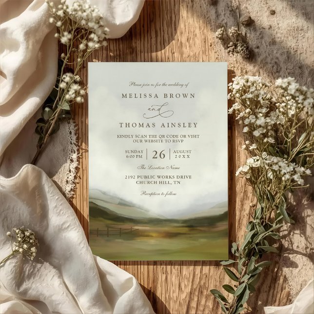 West Valley Rustikale Elegante QR-Code-Hochzeit Einladung (Von Creator hochgeladen)