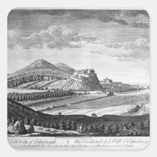 West View of the City of Edinburgh, 1753 Quadratischer Aufkleber