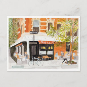 West Village Café Watercolor Postkarte