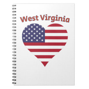 West Virginia American Flag Heart Notizblock