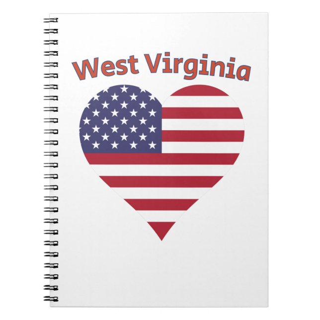 West Virginia American Flag Heart Notizblock (Vorderseite)