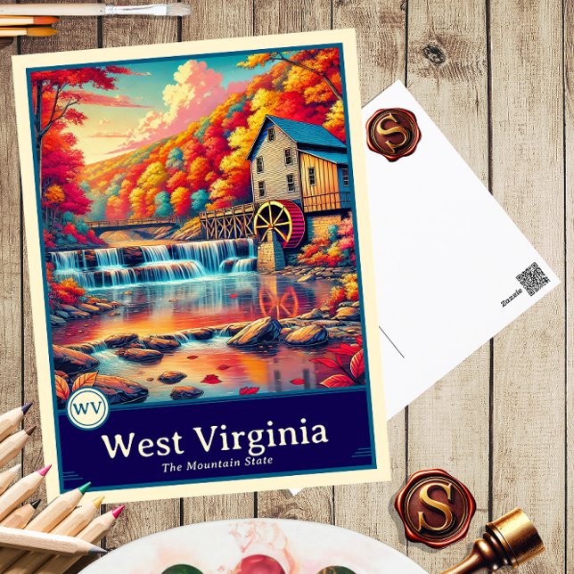 West Virginia | Anime Style Cel Schattenkarte Postkarte (Von Creator hochgeladen)