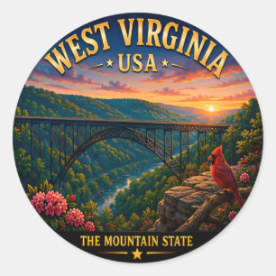 West Virginia Appalachian Reise 🟡 Runder Aufkleber