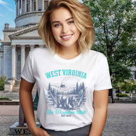 West Virginia Bear Vintage Farm Landscape Design Tri-Blend Shirt