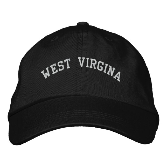 West Virginia bestickt Cap Stone Schwarz/Weiß Bestickte Kappe (Vorderseite)