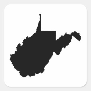 West Virginia Black and White Quadratischer Aufkleber