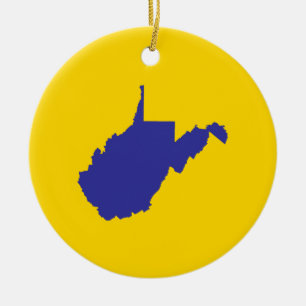 West Virginia Blue und Gold Keramikornament