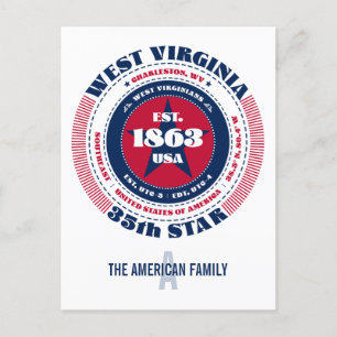 West Virginia, Charleston, WV, Patriotic, Monogram Postkarte
