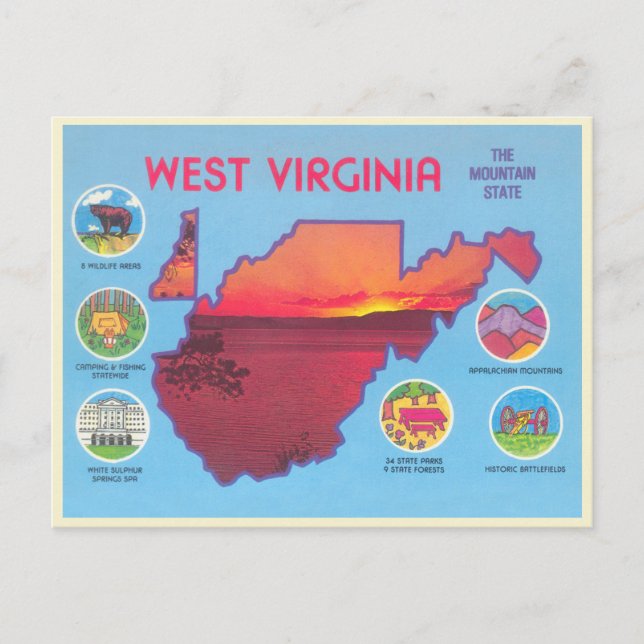 West Virginia Der Staat Vintage Postkarte (Vorderseite)