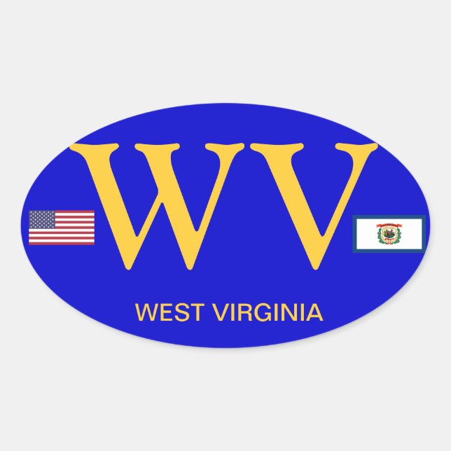 West Virginia* European Style Oval Sticker (Vorderseite)