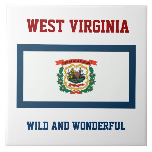 West Virginia Fahne, mit einem Aufdruck versehen Fliese (Vorderseite)