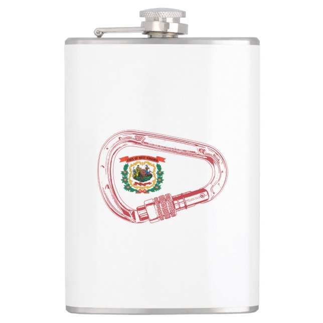 West Virginia Flag Klettersteig Carabiner Flachmann (Vorderseite)