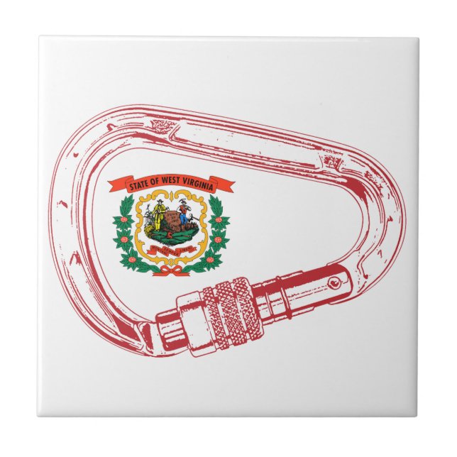 West Virginia Flag Klettersteig Carabiner Fliese (Vorderseite)