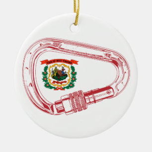 West Virginia Flag Klettersteig Carabiner Keramikornament