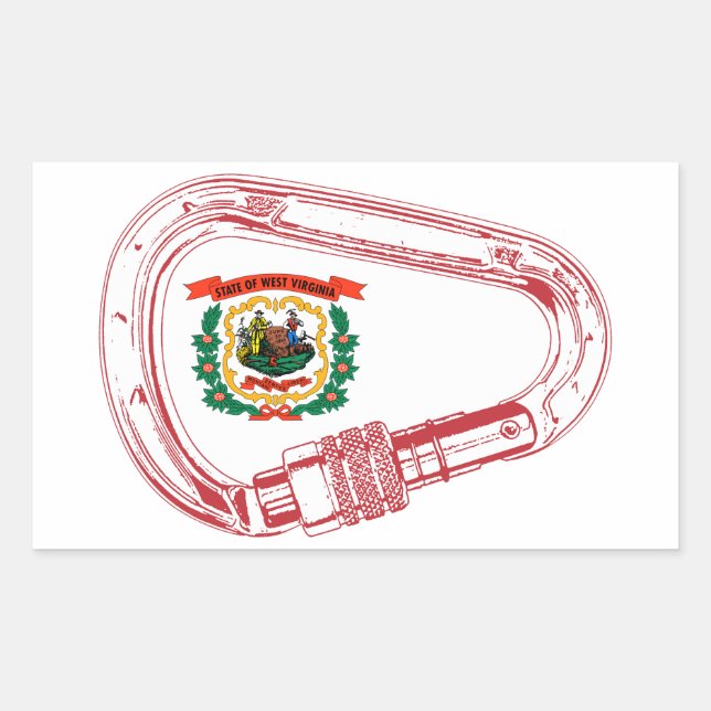 West Virginia Flag Klettersteig Carabiner Rechteckiger Aufkleber (Vorderseite)