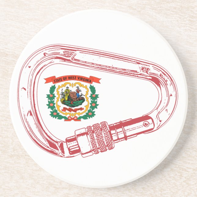 West Virginia Flag Klettersteig Carabiner Sandstein Untersetzer (Vorne)