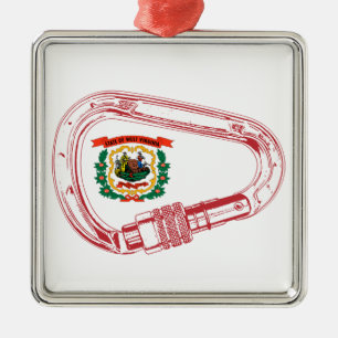 West Virginia Flag Klettersteig Carabiner Silbernes Ornament