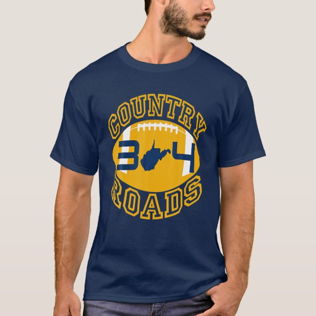 West Virginia Football Country Road 304 Staat Kart T-Shirt (Vorderseite)
