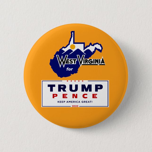 West Virginia für Trump Pence 2020 Button (Vorderseite)