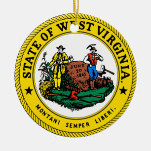 West Virginia Great Siegel Keramik Ornament