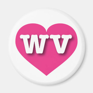 West Virginia Hot Pink Heart - I Liebe WV Magnet