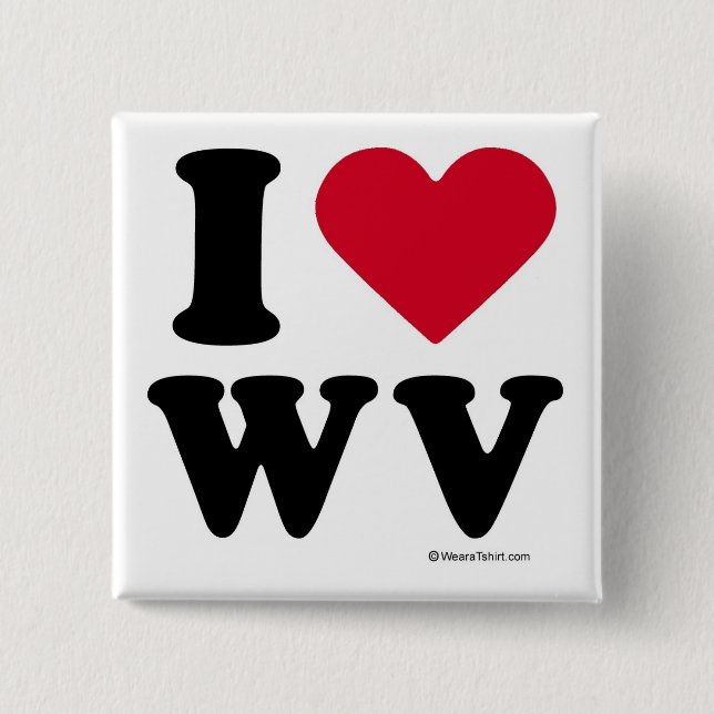 WEST VIRGINIA - "ICH LIEBE WV" "ICH LIEBE WEST BUTTON (Vorderseite)
