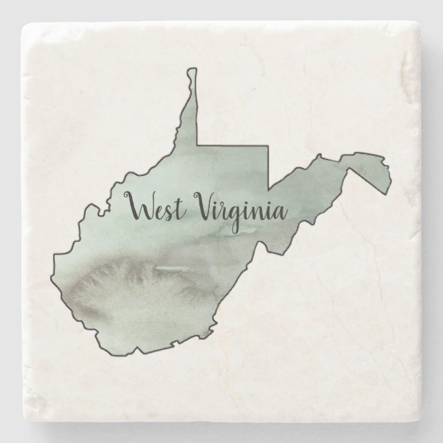 West Virginia Illustration Painting Steinuntersetzer (Vorderseite)