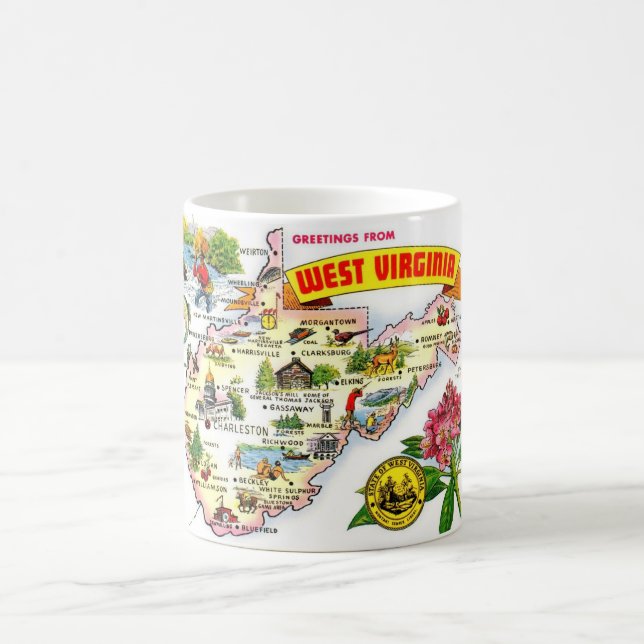West Virginia Illustrierte Karte Kaffeetasse (Mittel)