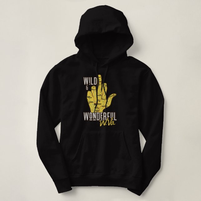 West Virginia Karte WV Middle Finger Funny WV Souv Hoodie (Design vorne)