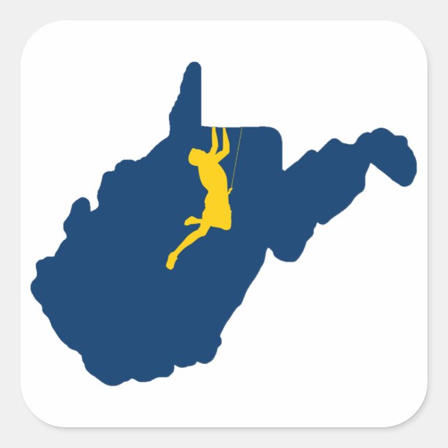 West Virginia Klettern Quadratischer Aufkleber (Vorderseite)