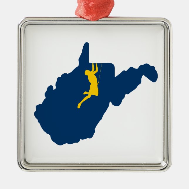 West Virginia Klettern Silbernes Ornament (Vorne)