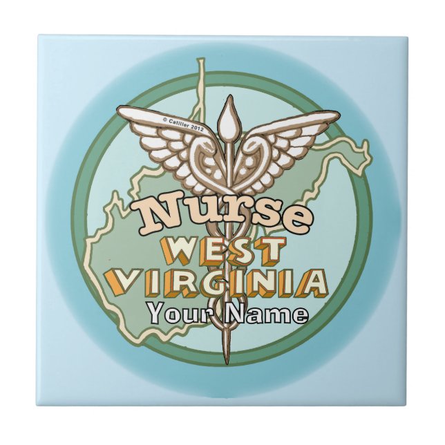 West Virginia Krankenpfleger Caduceus Fliese (Vorderseite)