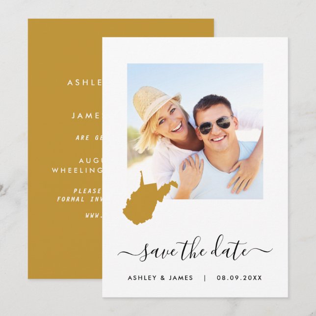 West Virginia Map Foto Wedding Save the Date Card (Vorne/Hinten)