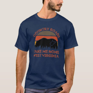 West Virginia Map Landstraßen Bear Außenbereich Zu T-Shirt