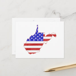 West Virginia Map Shaped Patriotic American Flag Postkarte