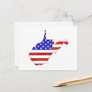 West Virginia Map Shaped Patriotic American Flag Postkarte