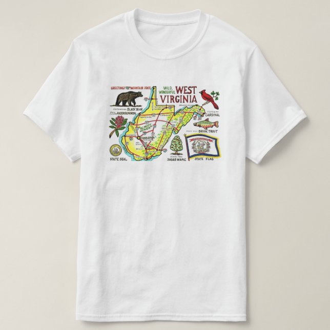 West Virginia Map T Shirt (Design vorne)