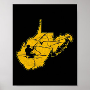 West Virginia Mountain Gold und Blaues Fliegenfisc Poster