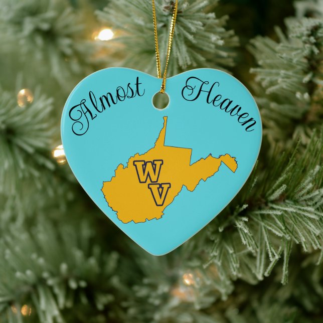 West Virginia Mountain Staat Appalachian Blue Gold Keramik Ornament (Baum)